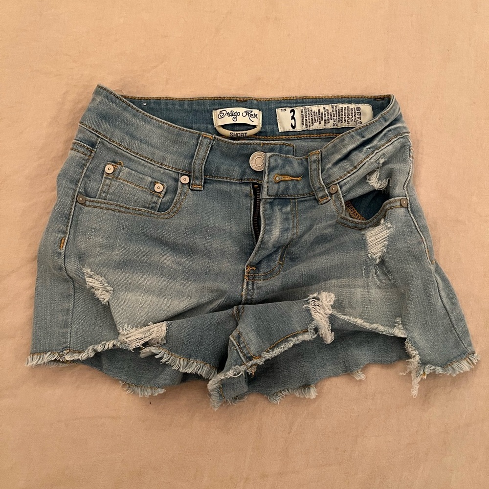 Women's Distressed Blue Denim Shorts